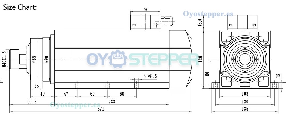 Motor de husillo CNC de 6kW ER32 18000rpm 220V/380V refrigerado por aire para grabado en madera